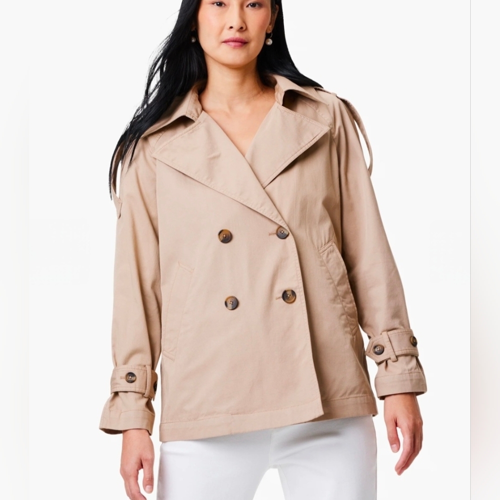 Nic + Zoe Womens Beige Femme Trench Coat Size Large NWT $228 Fall